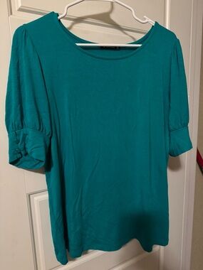 Staccato Teal Puff Sleeve Scoop Neck Top